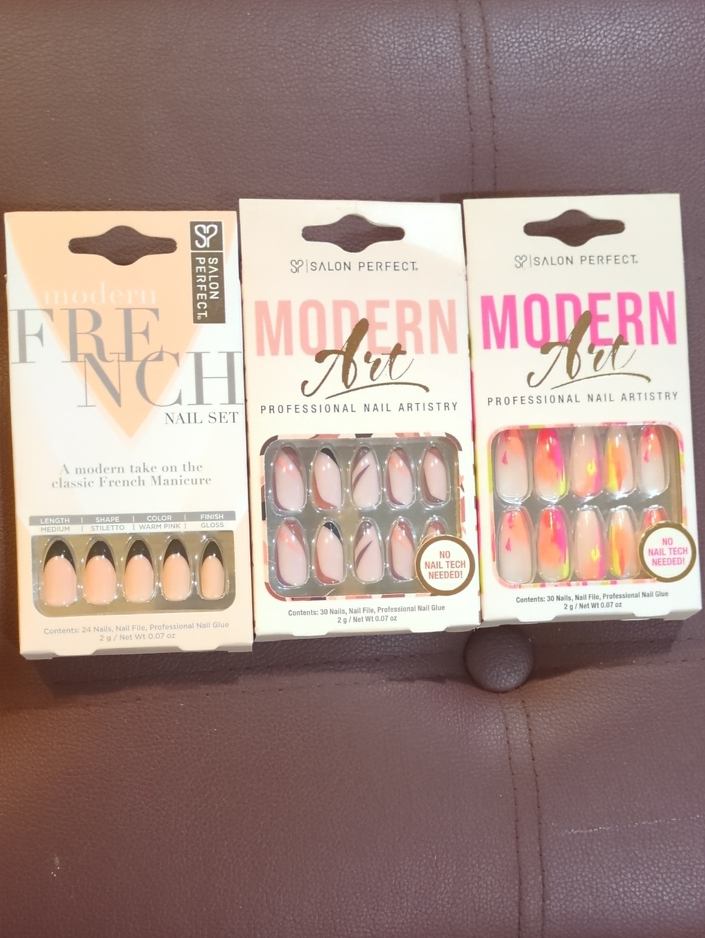 Salon Perfect Modern Art & Modern French Press-On Nail Sets - Pink & Multicolor